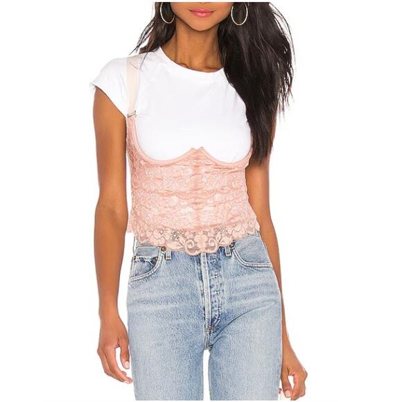 We Are HAH Free People Bust a Move Mauve Lace Bustier Corset Top Copper Rose, XS - Picture 1 of 12